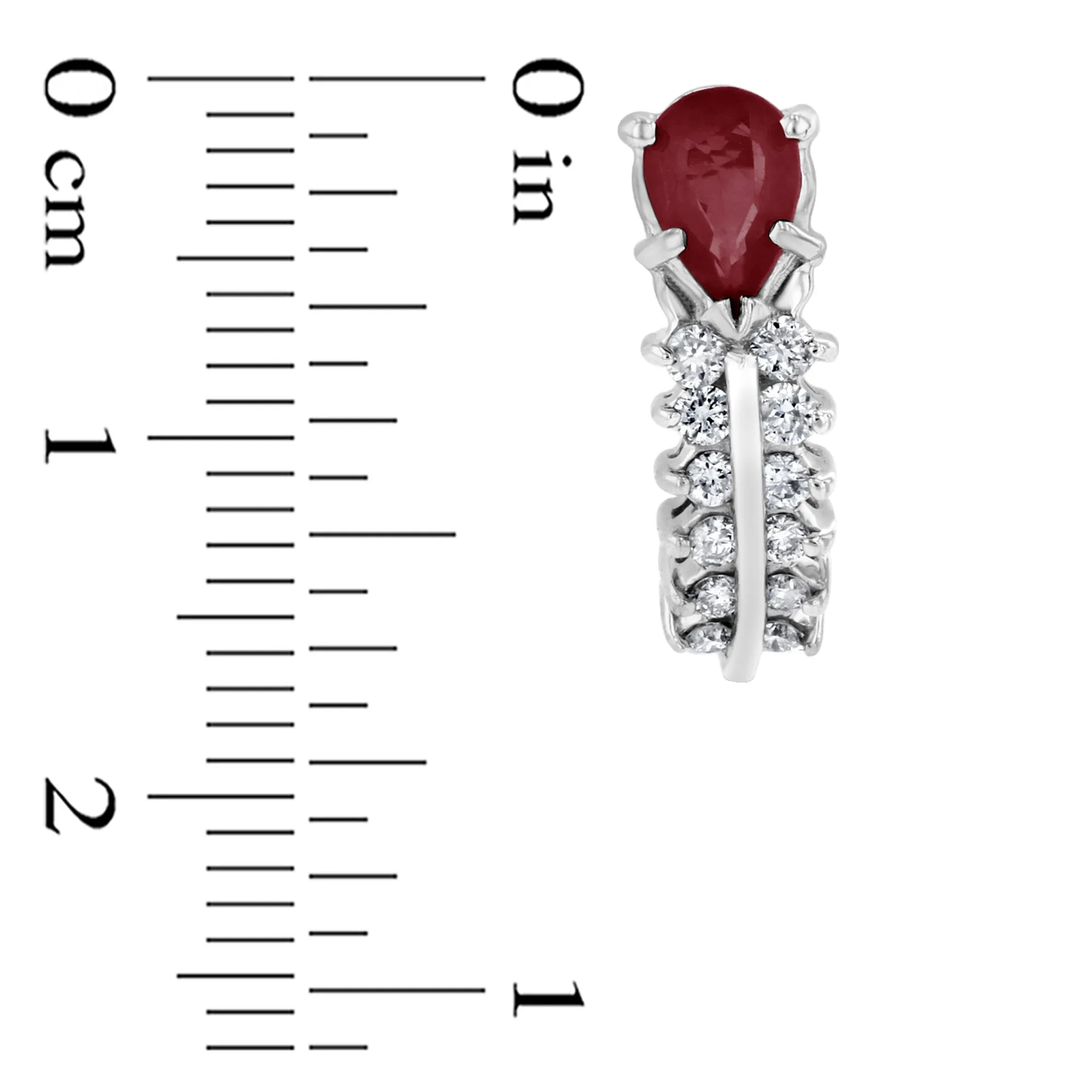 0.30ctw Diamonds and Ruby Earrings in 14k White Gold