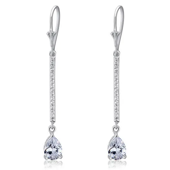 1 Carat Pear Cut Created Diamond  925 Sterling Silver Dangle Earrings XFE8025