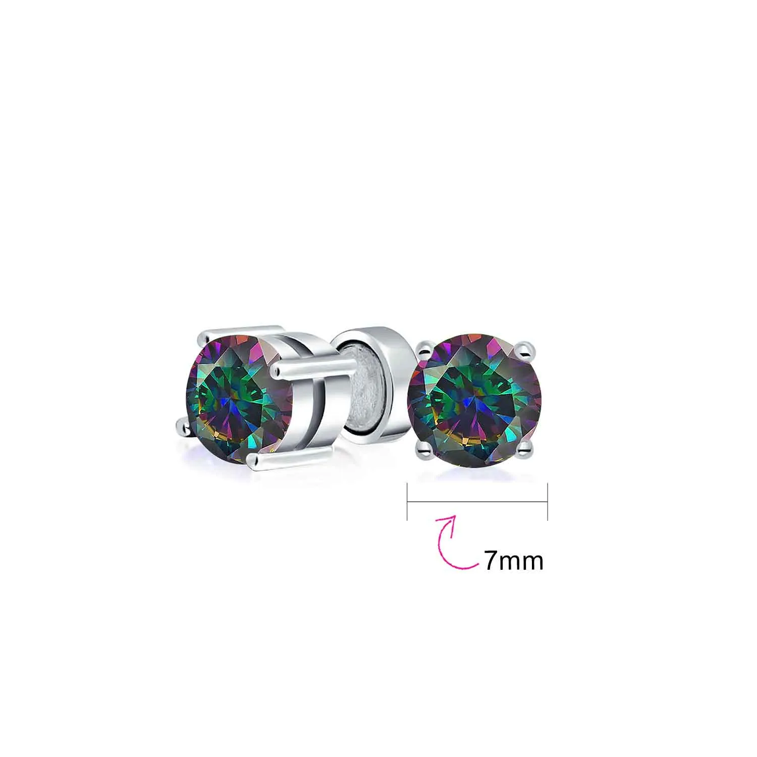 1 CTW Round Cubic Zirconia Clip-On Earrings Sterling Silver Non-Piercing 7MM