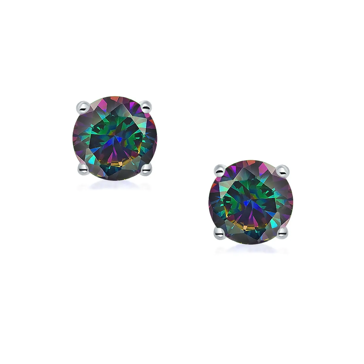 1 CTW Round Cubic Zirconia Clip-On Earrings Sterling Silver Non-Piercing 7MM