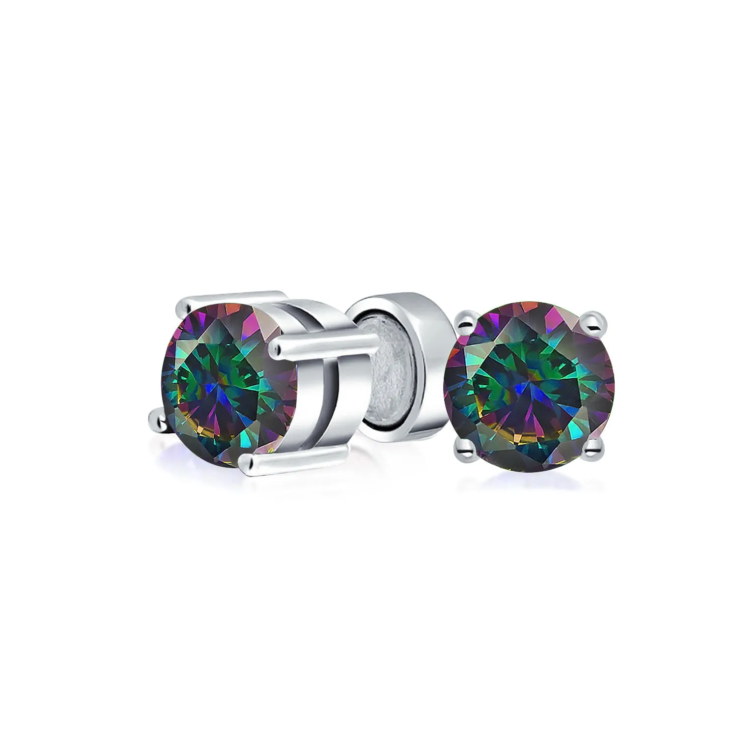 1 CTW Round Cubic Zirconia Clip-On Earrings Sterling Silver Non-Piercing 7MM