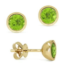 1.22Ct Peridot Stud Earrings In 14K Yellow Gold