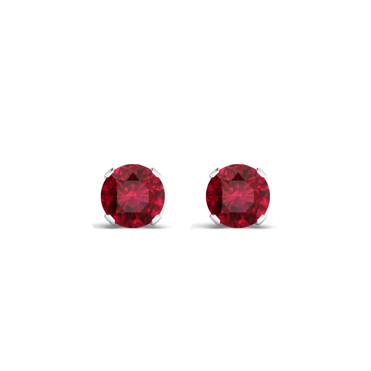 1/3 Carat Ruby Stud Earrings In Sterling Silver