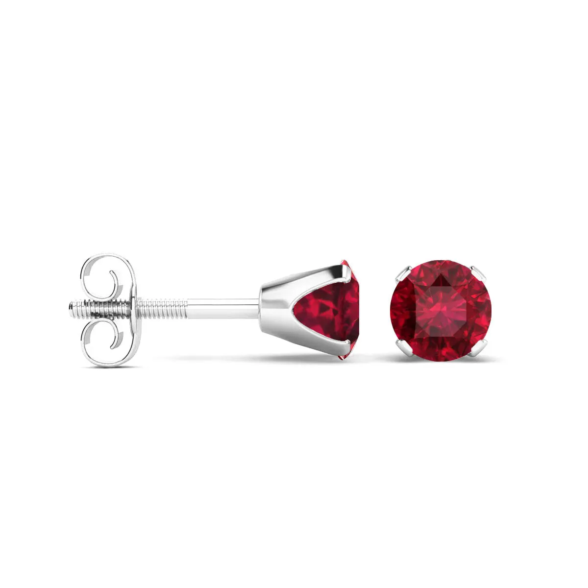 1/3 Carat Ruby Stud Earrings In Sterling Silver