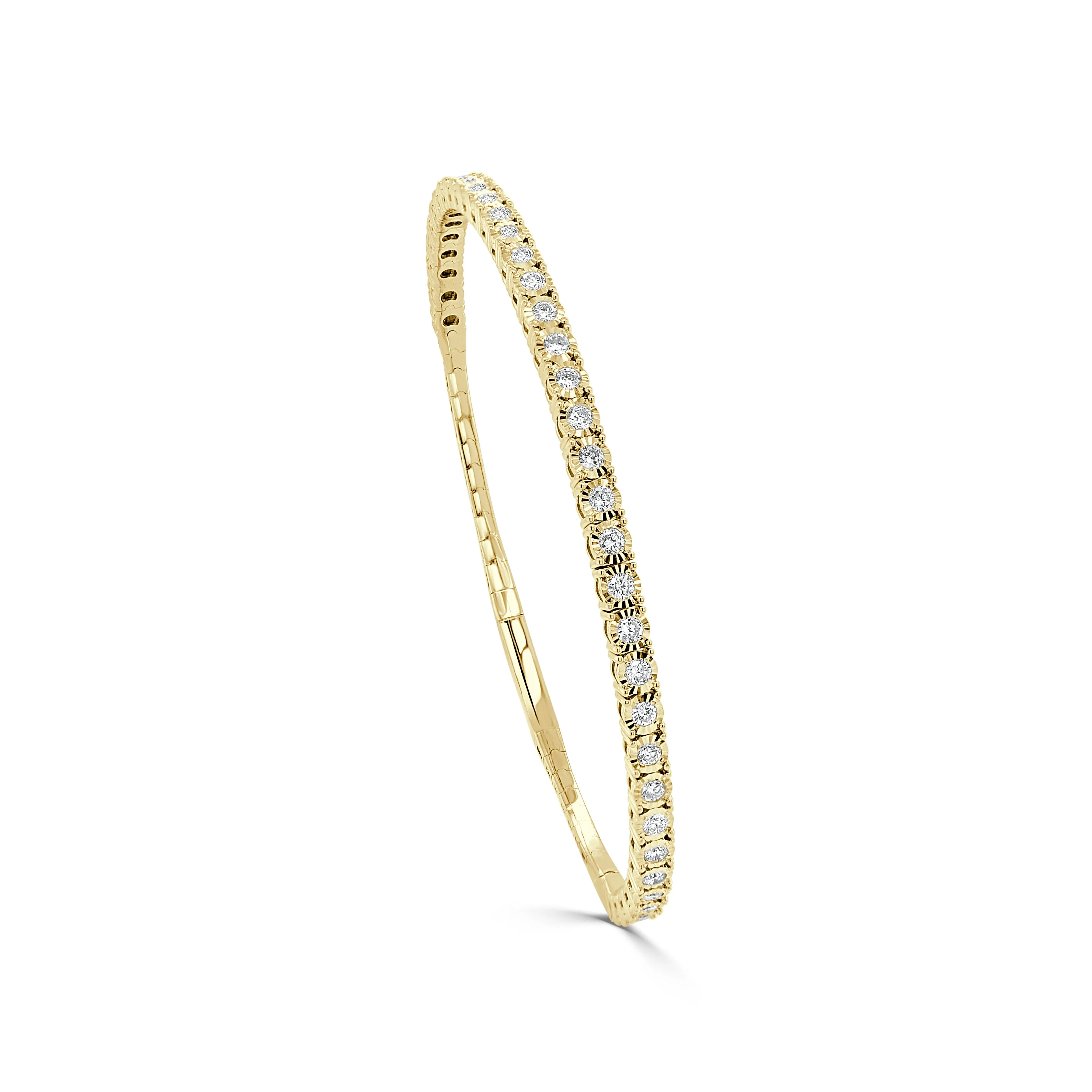 14K Gold Flexible Diamond Bangle - 0.95ct