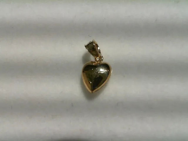 14K Gold Puff Hollow Heart Pendant with Bail