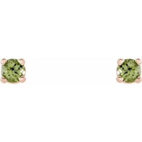 14K Rose 2.5 mm Natural Peridot Stud Earrings with Friction Post
