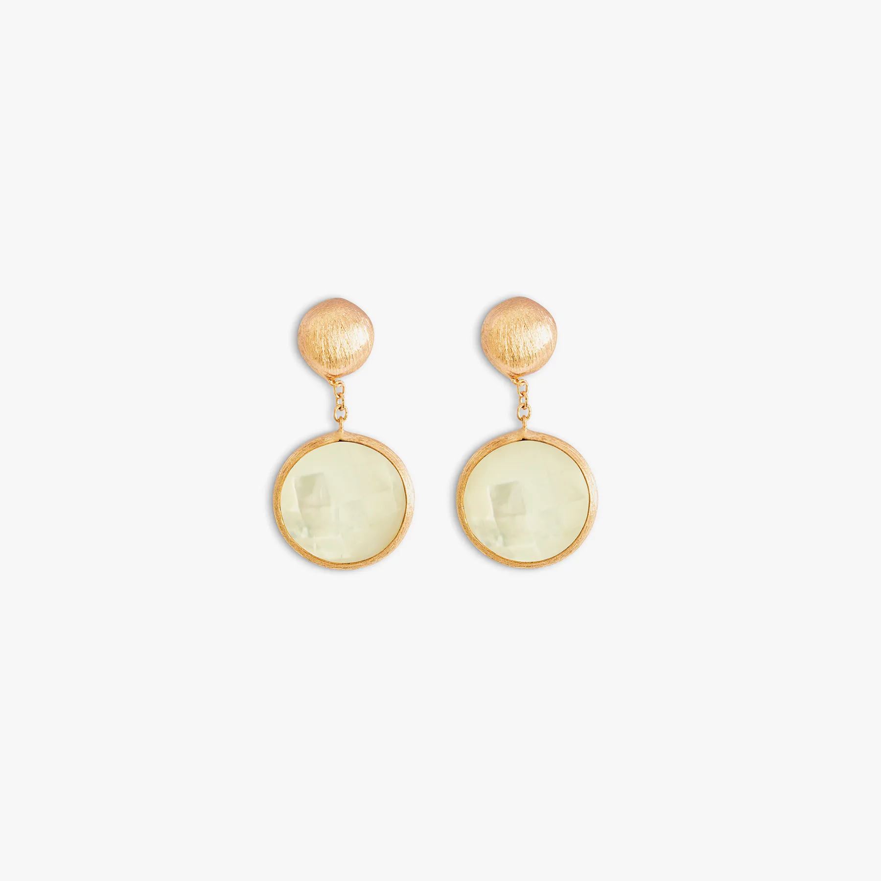 14K satin rose gold Kensington drop earrings with white mother of pearl