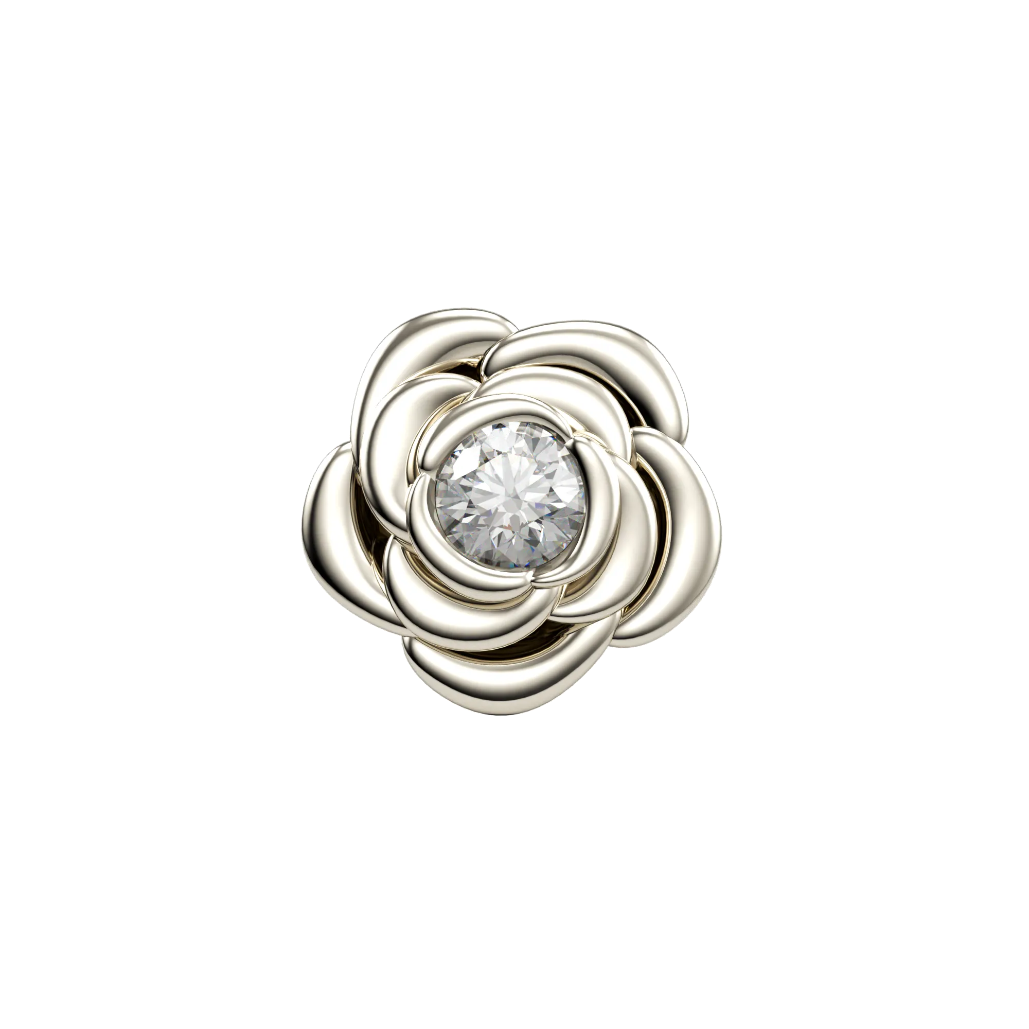 14k Skinny Rose  Charm (white)