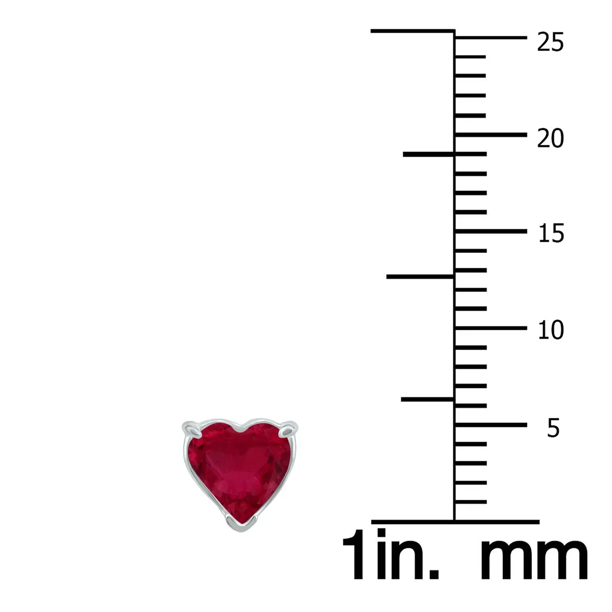 14K White Gold 5Mm Heart Ruby Earrings
