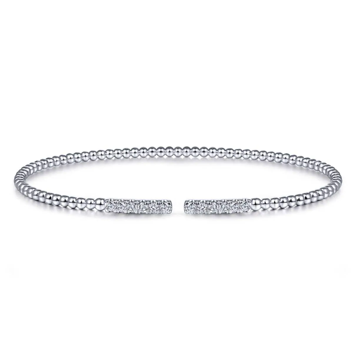 14K White Gold Bujukan Cuff Bracelet with Diamond Pavé Bars - BG4218-62W45JJ