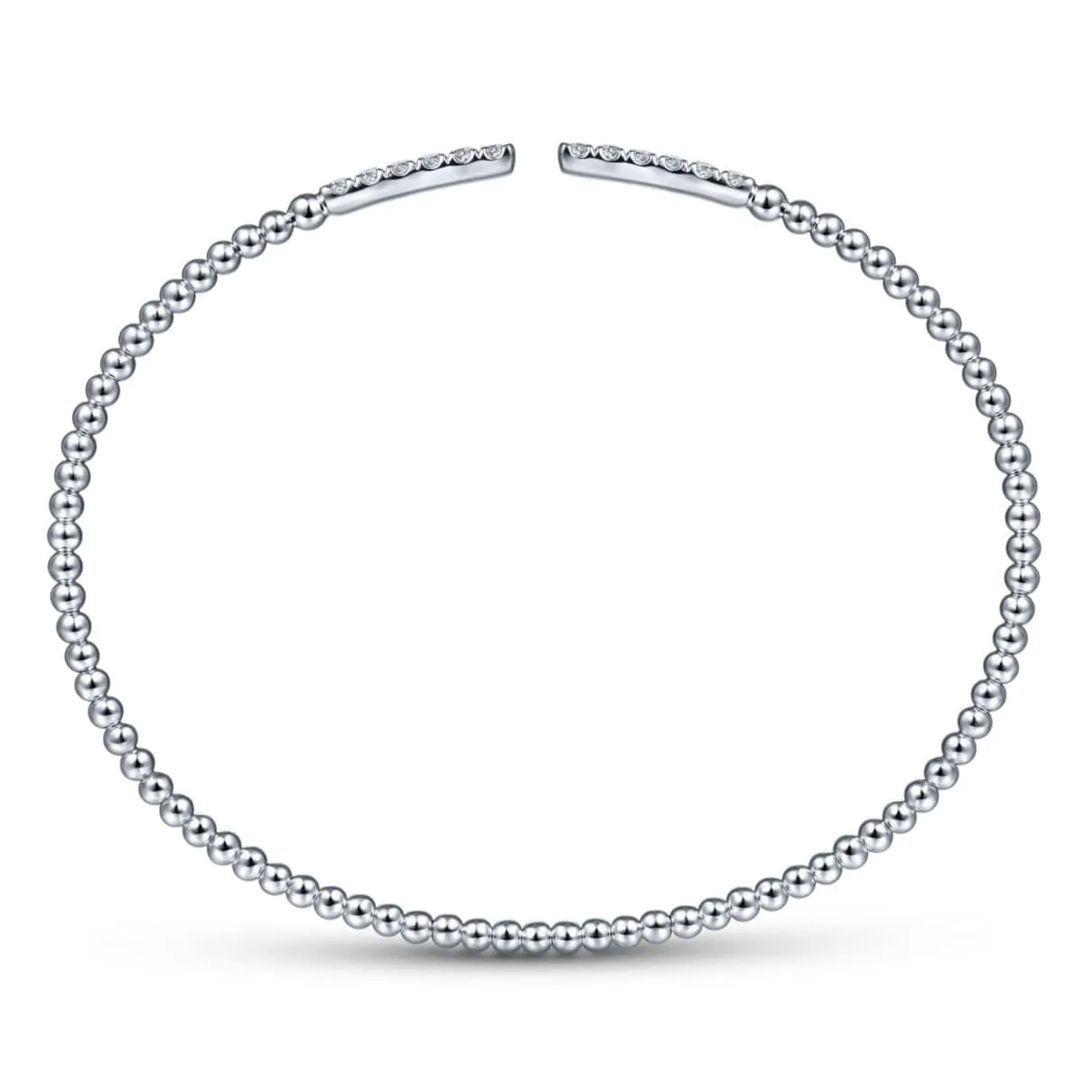 14K White Gold Bujukan Cuff Bracelet with Diamond Pavé Bars - BG4218-62W45JJ