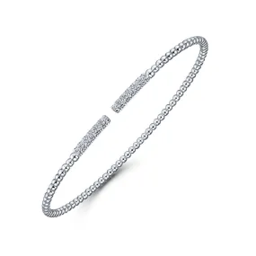 14K White Gold Bujukan Cuff Bracelet with Diamond Pavé Bars - BG4218-62W45JJ