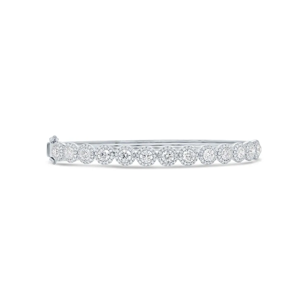 14K White Gold Diamond Bangle (Medium)