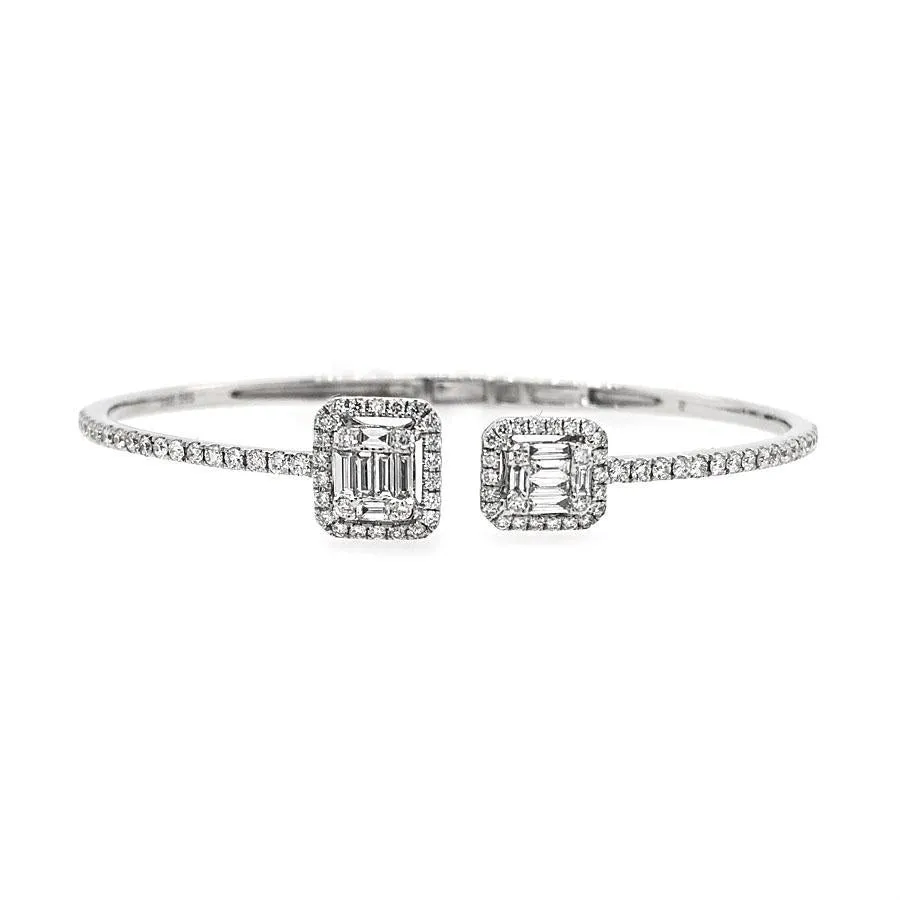 14k White Gold Diamond Cuff Bracelet