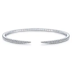 14K White Gold Split Diamond Spike Bangle