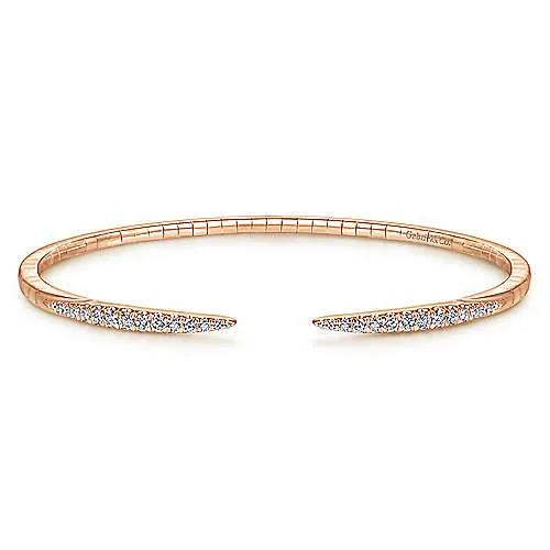 14K White Gold Split Diamond Spike Bangle