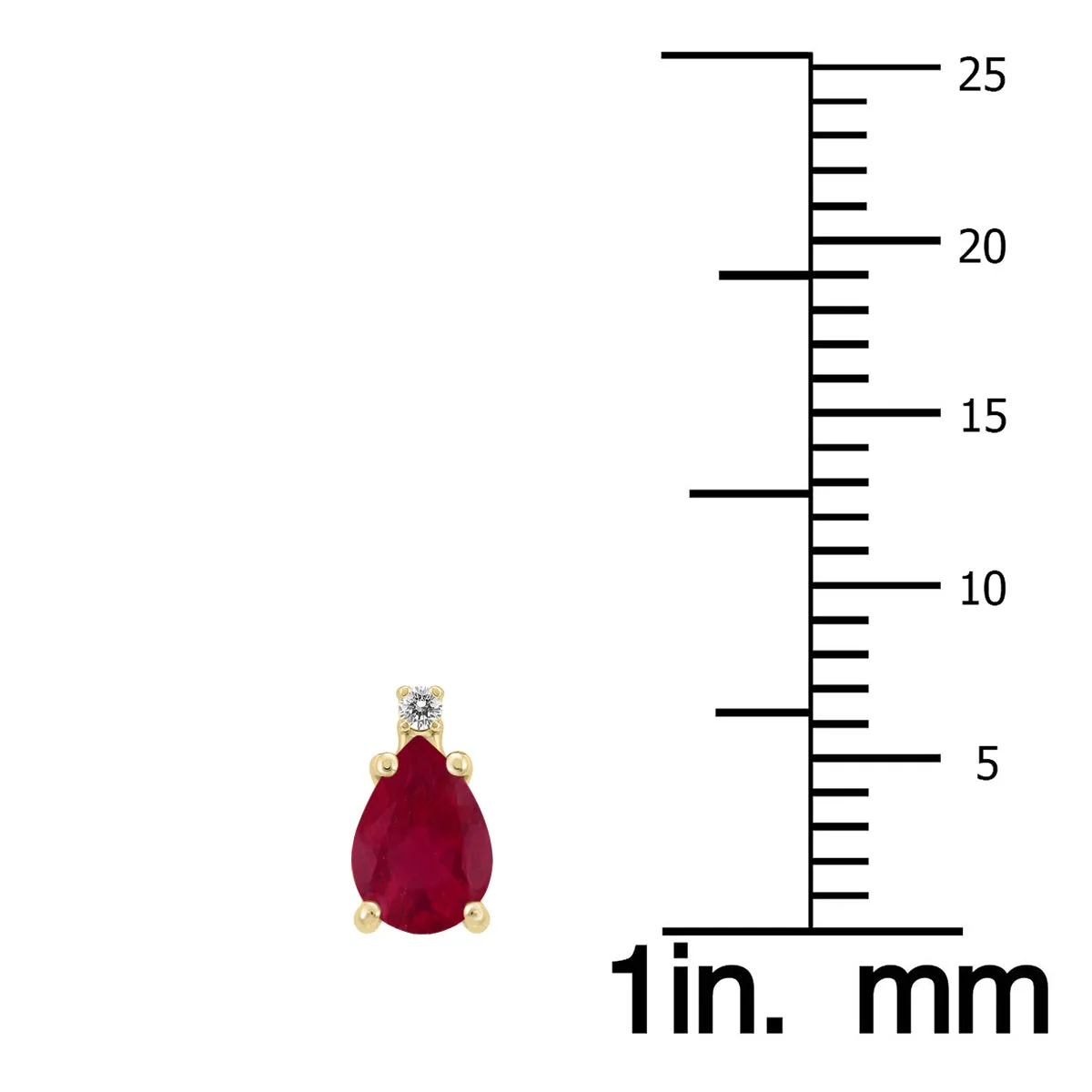 14K Yellow Gold 6X4Mm Pear Ruby And Diamond Earrings