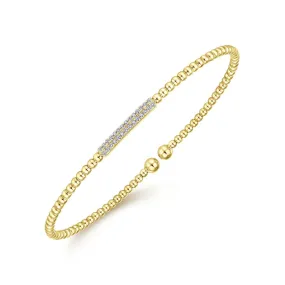 14K Yellow Gold Bujukan Cuff Bracelet with Diamonds - BG4119-62Y45JJ