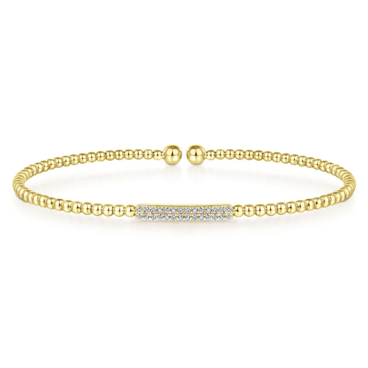 14K Yellow Gold Bujukan Cuff Bracelet with Diamonds - BG4119-62Y45JJ