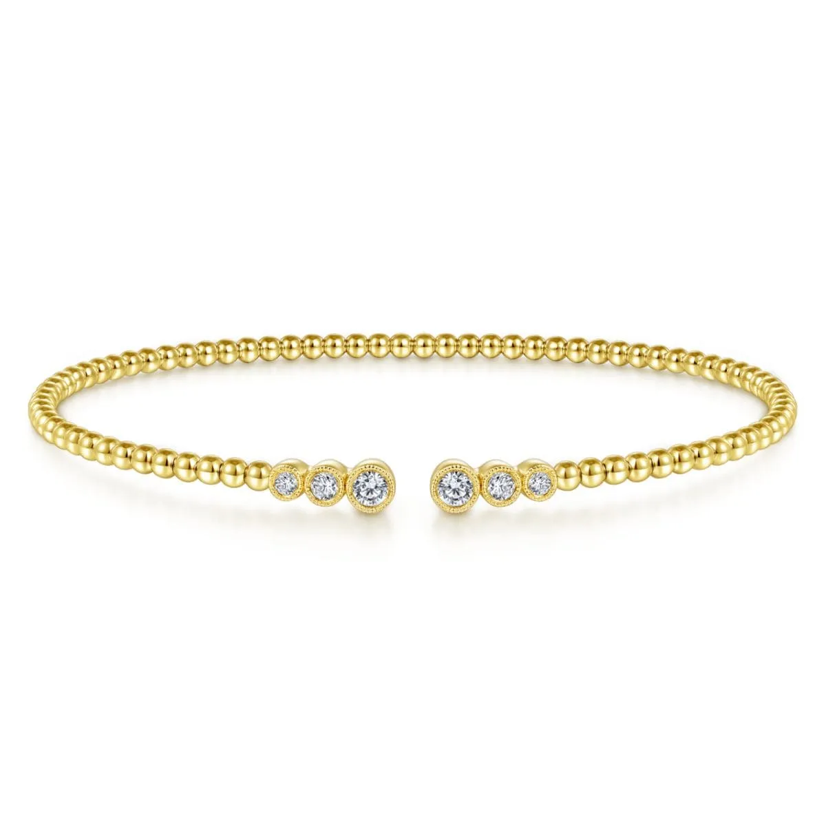 14K Yellow Gold Bujukan Split Cuff Bracelet with Diamonds - BG4120-62Y45JJ