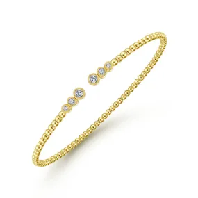 14K Yellow Gold Bujukan Split Cuff Bracelet with Diamonds - BG4120-62Y45JJ