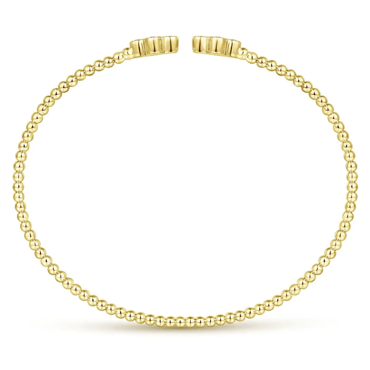 14K Yellow Gold Bujukan Split Cuff Bracelet with Quatrefoil Diamond Endcaps - BG4124-62Y45JJ