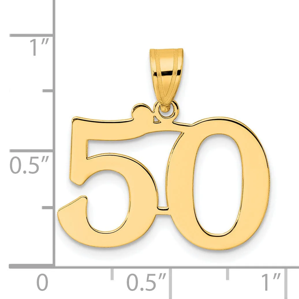 14k Yellow Gold Polished Finish Number 50 Charm Pendant