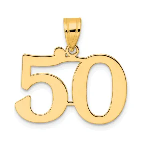 14k Yellow Gold Polished Finish Number 50 Charm Pendant