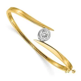 14kt Solid Gold Bangle Bracelet with 6.5mm Round Forever One Moissanite