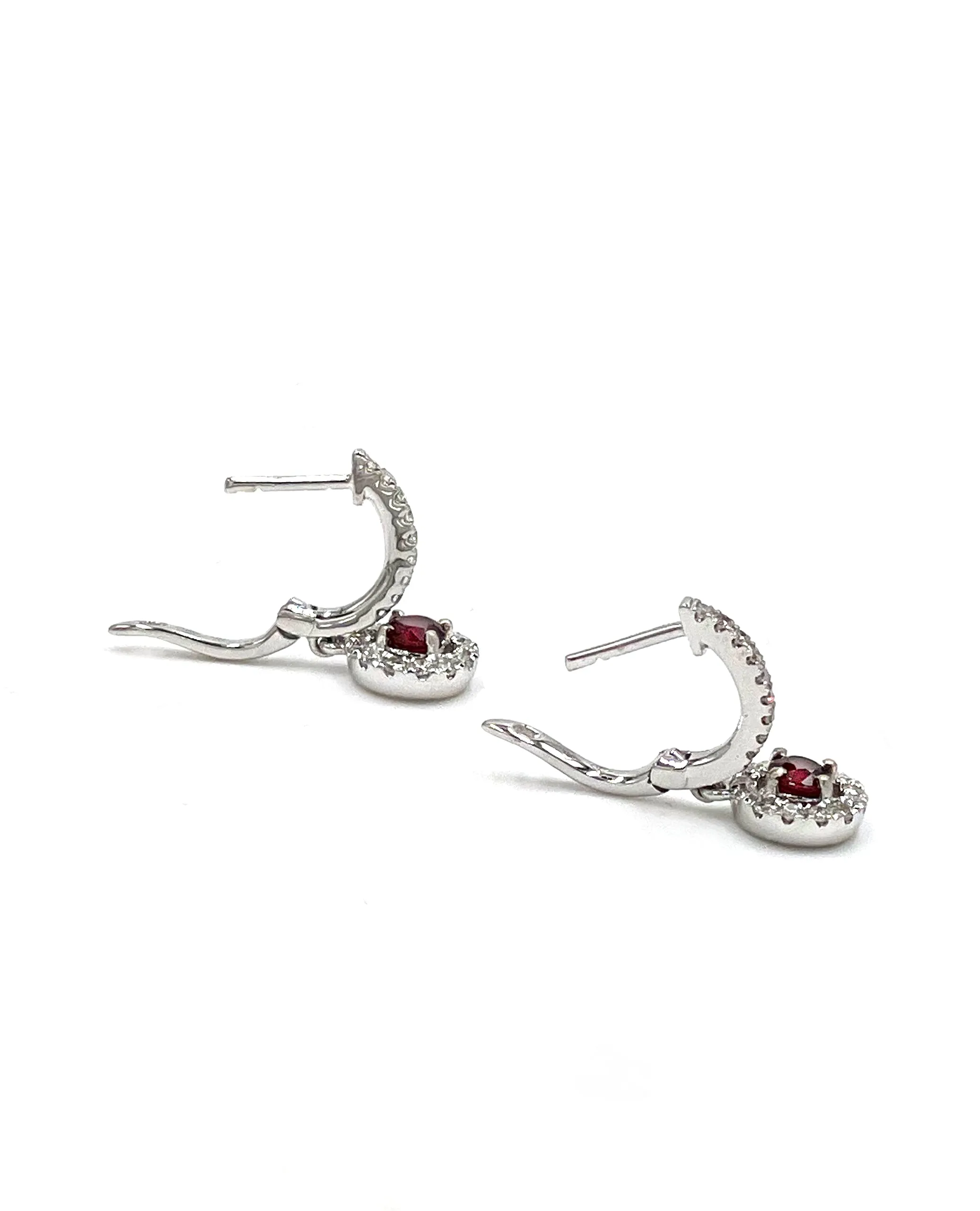 18K White Gold Drop Earrings with Rubies