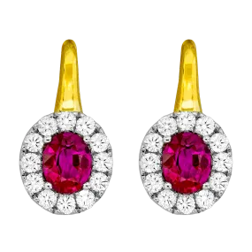 18K Yellow & White Ruby and Natural Diamond Drop Earrings