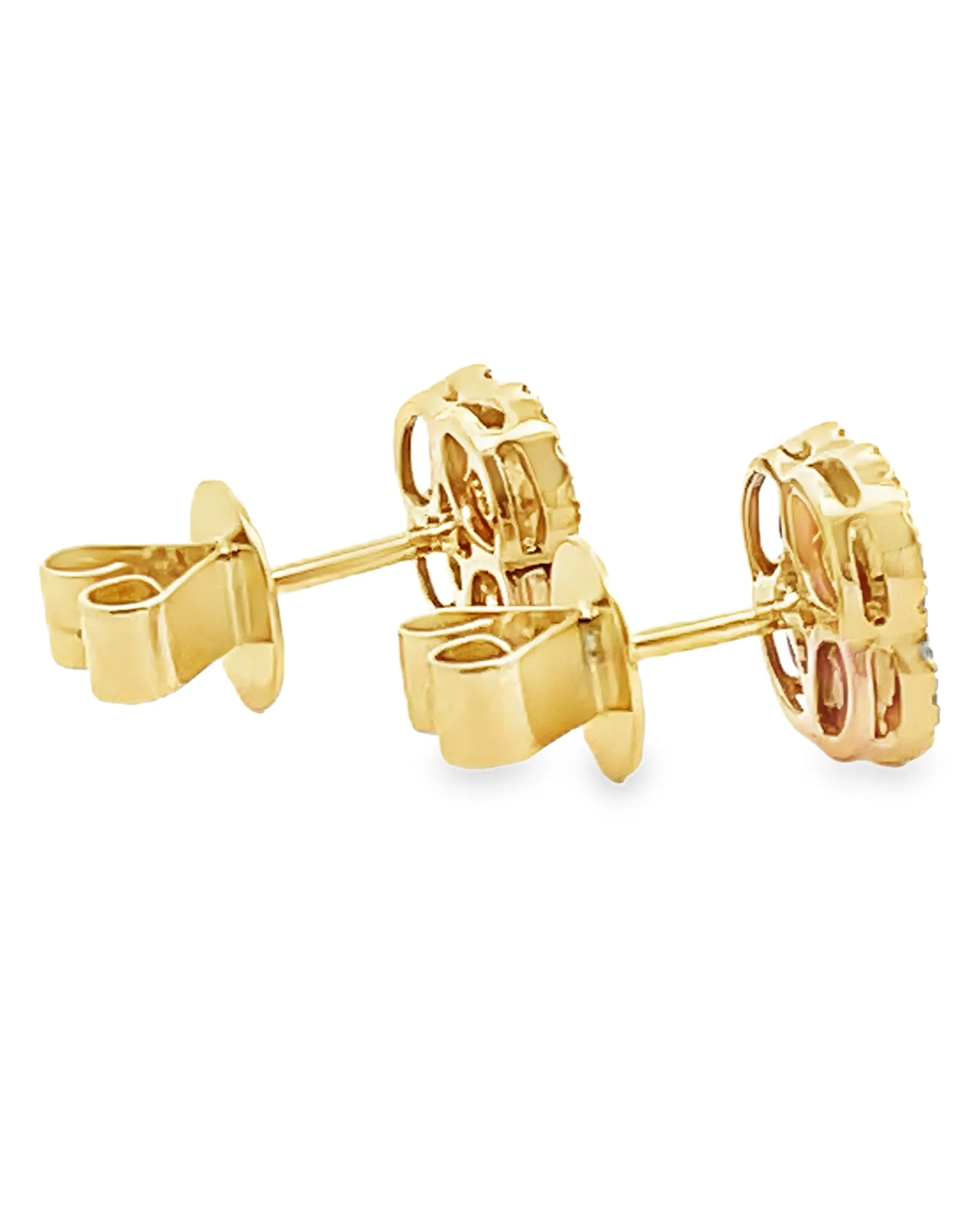 18K Yellow Gold Ruby and Diamond Quatrefoil Earrings