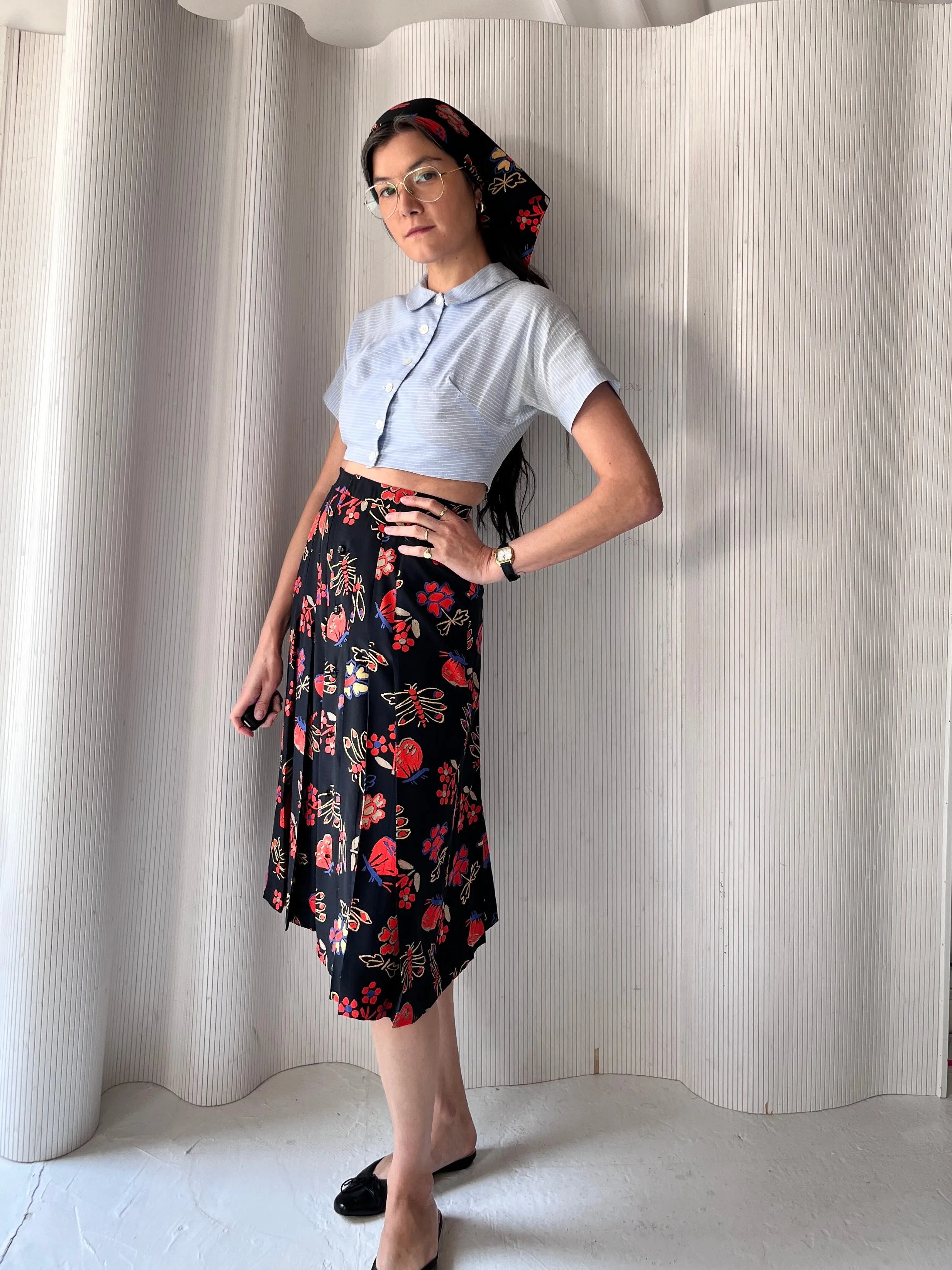 1980s Chloé silk skirt   scarf set