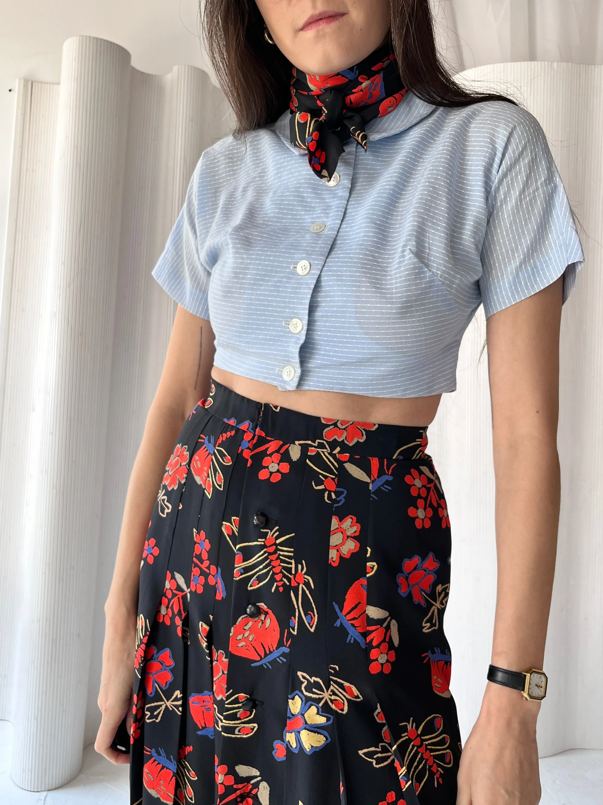 1980s Chloé silk skirt   scarf set
