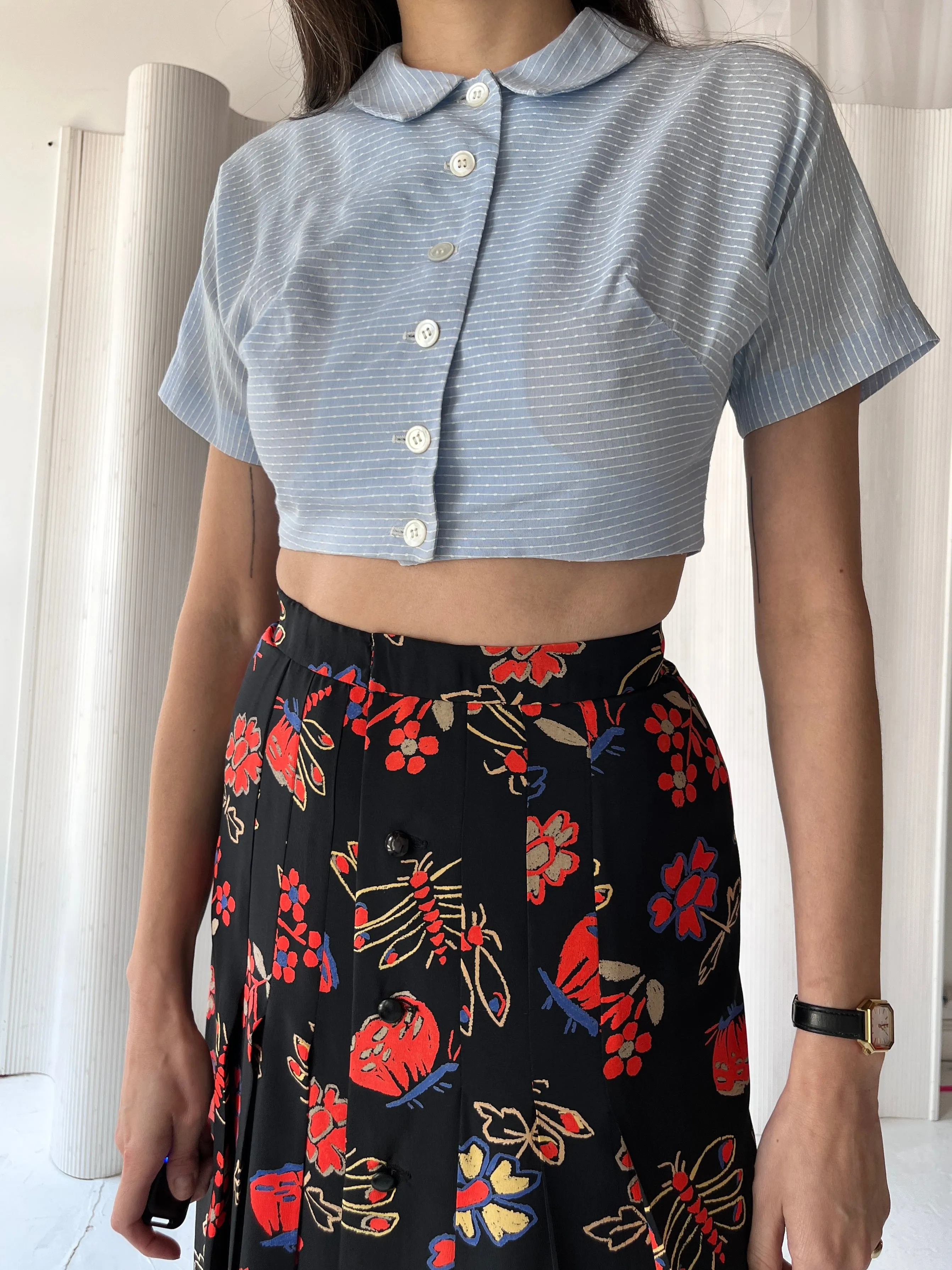 1980s Chloé silk skirt   scarf set