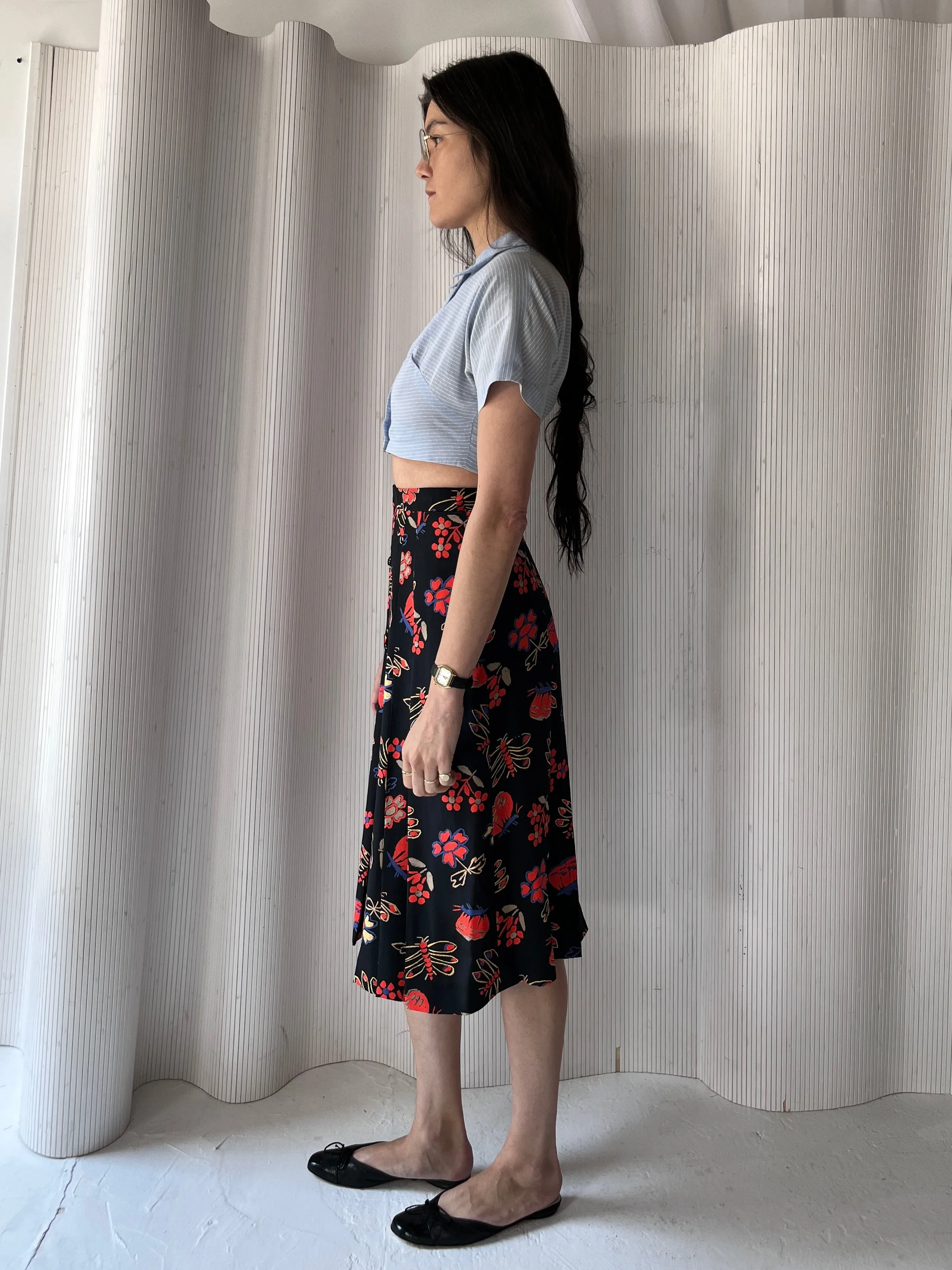 1980s Chloé silk skirt   scarf set