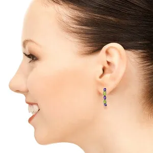 2.5 Carat 14K Solid White Gold Earrings Natural Amethyst Peridot