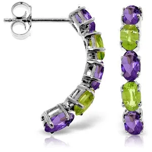 2.5 Carat 14K Solid White Gold Earrings Natural Amethyst Peridot