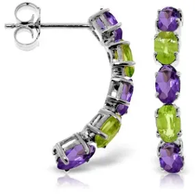 2.5 Carat 14K Solid White Gold Earrings Natural Amethyst Peridot