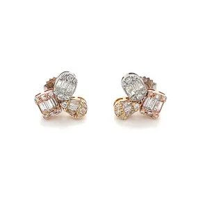 3 Stone Multishape Illusion Diamond Studs