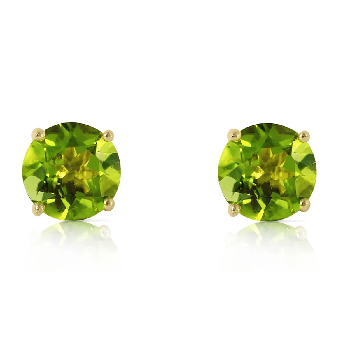 3.1 Carat 14K Solid Yellow Gold Stud Earrings Natural Peridot