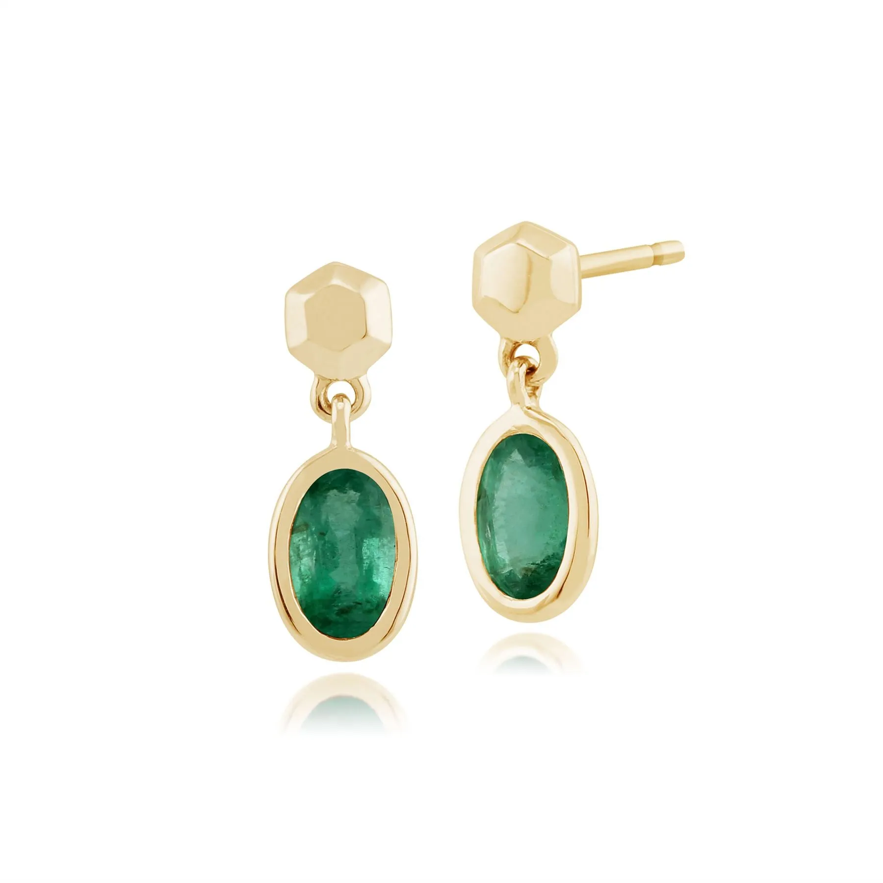 9 karat Gelbes Gold Smaragd Fallen/ Lang Ohrringe