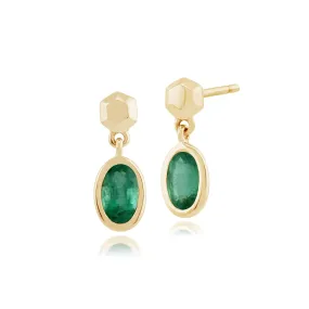 9 karat Gelbes Gold Smaragd Fallen/ Lang Ohrringe