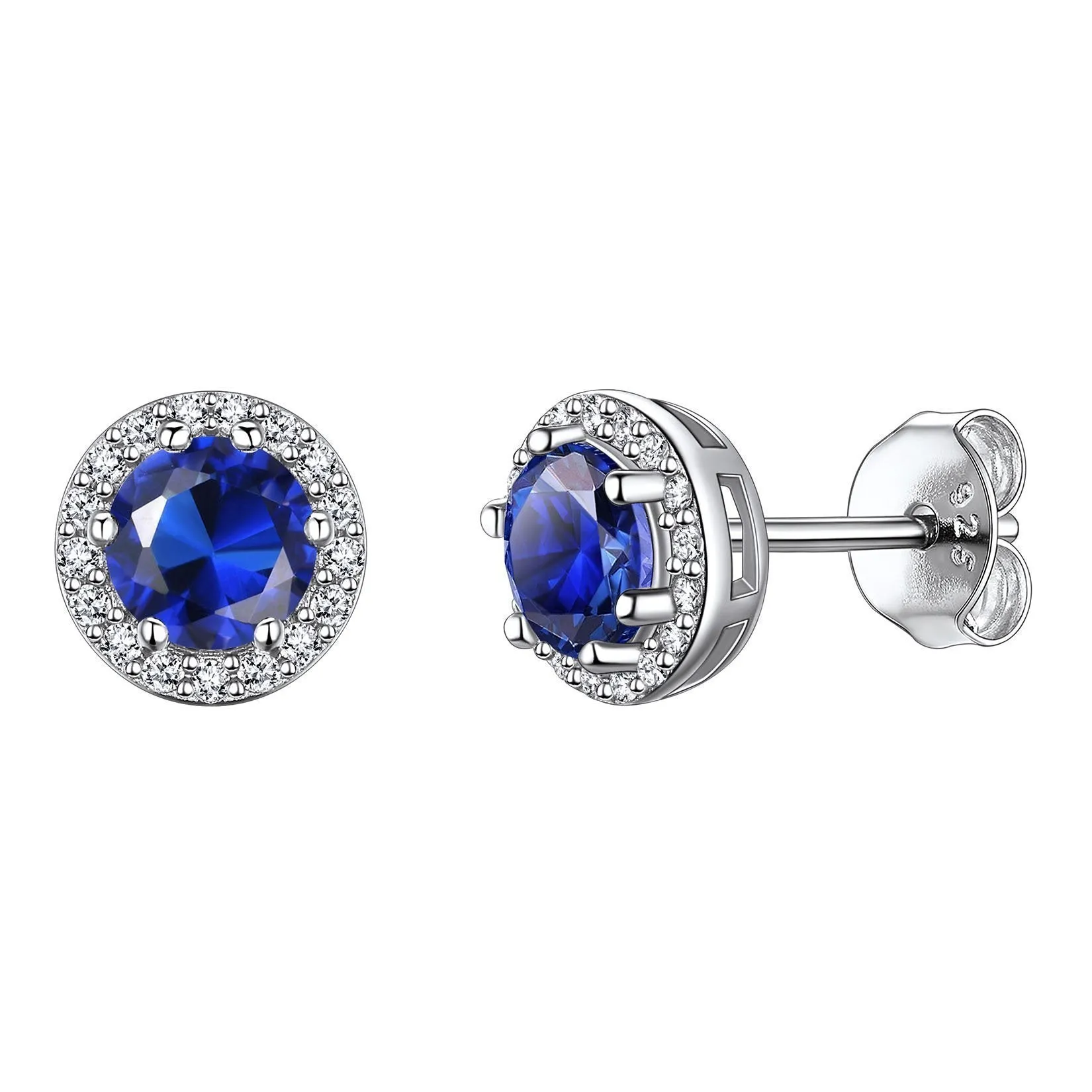 925 Sterling Silver Cubic Zirconia Birthstone Stud Earrings for Men Women