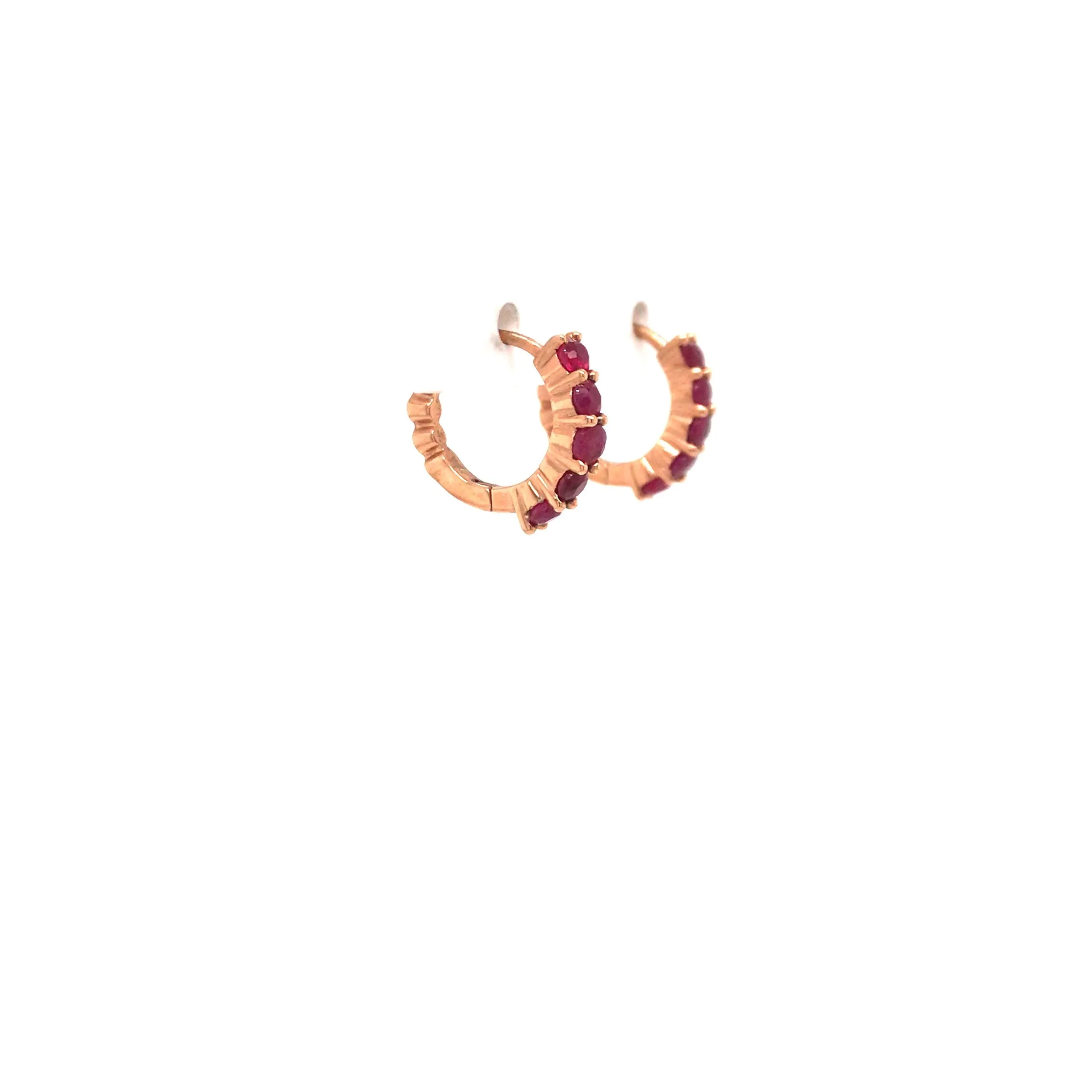 9ct Rose Gold Ruby Huggies