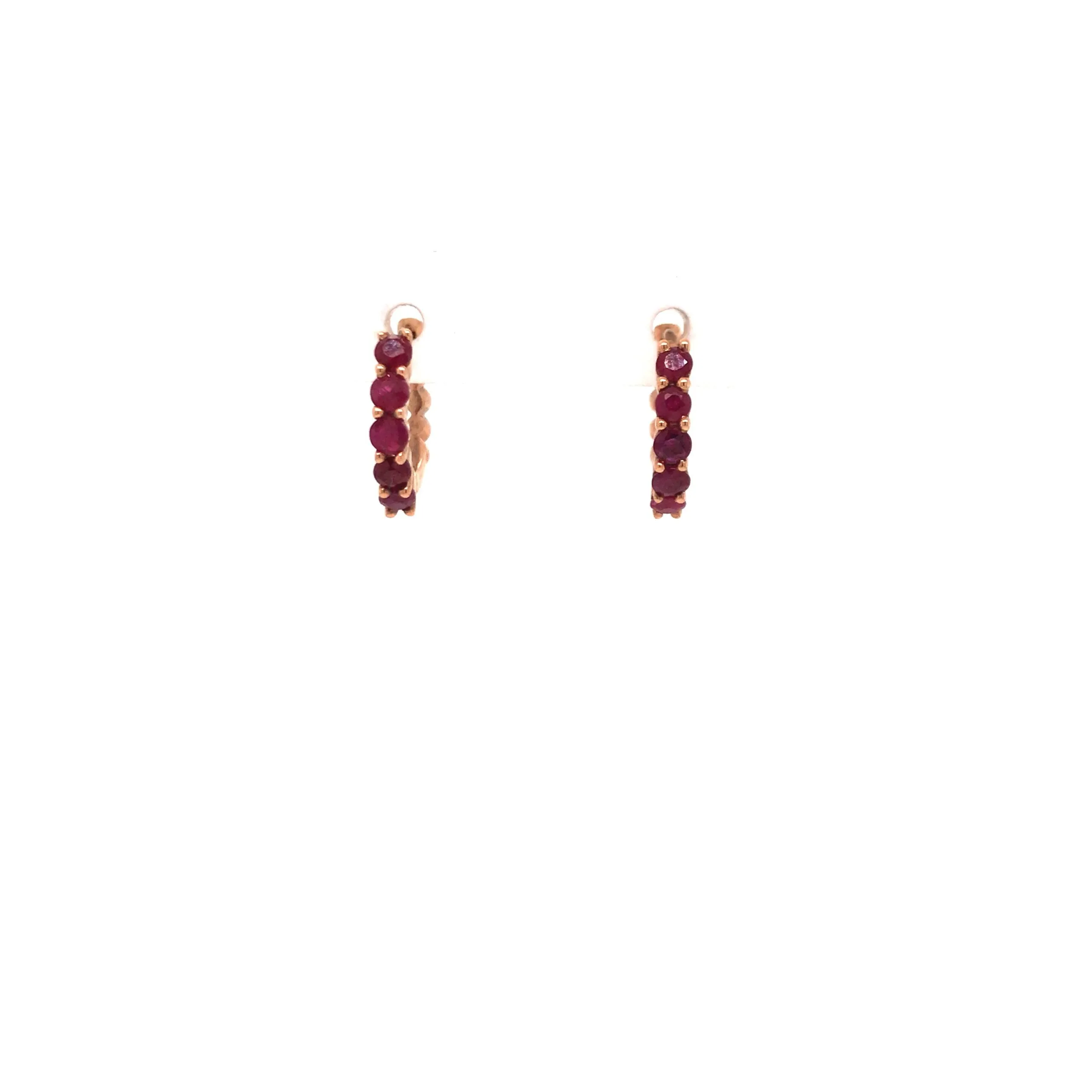 9ct Rose Gold Ruby Huggies