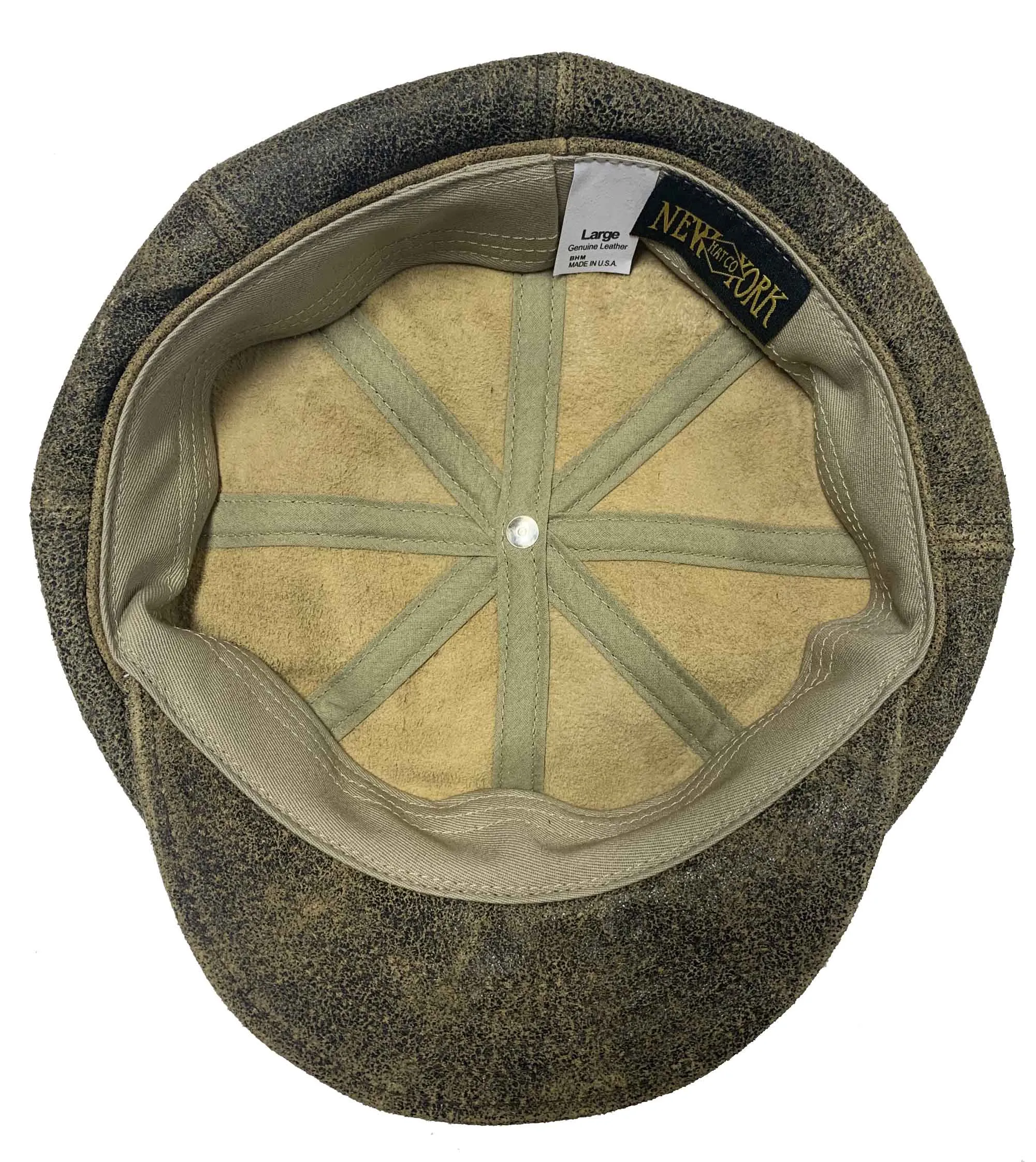 A--New York Hat Co. Antique Leather Spitfire Cap, Style# 9245