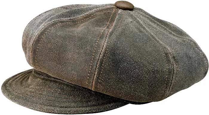 A--New York Hat Co. Antique Leather Spitfire Cap, Style# 9245