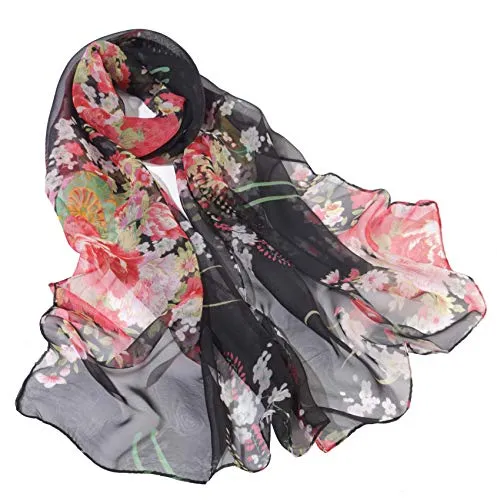 Acotavie Scarfs for Women Lightweight Fashion Scarves Print Floral Pattern Scarf Shawl Wraps (C13)